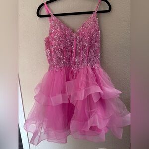 Pink Kids Dress with Floral Embellishments